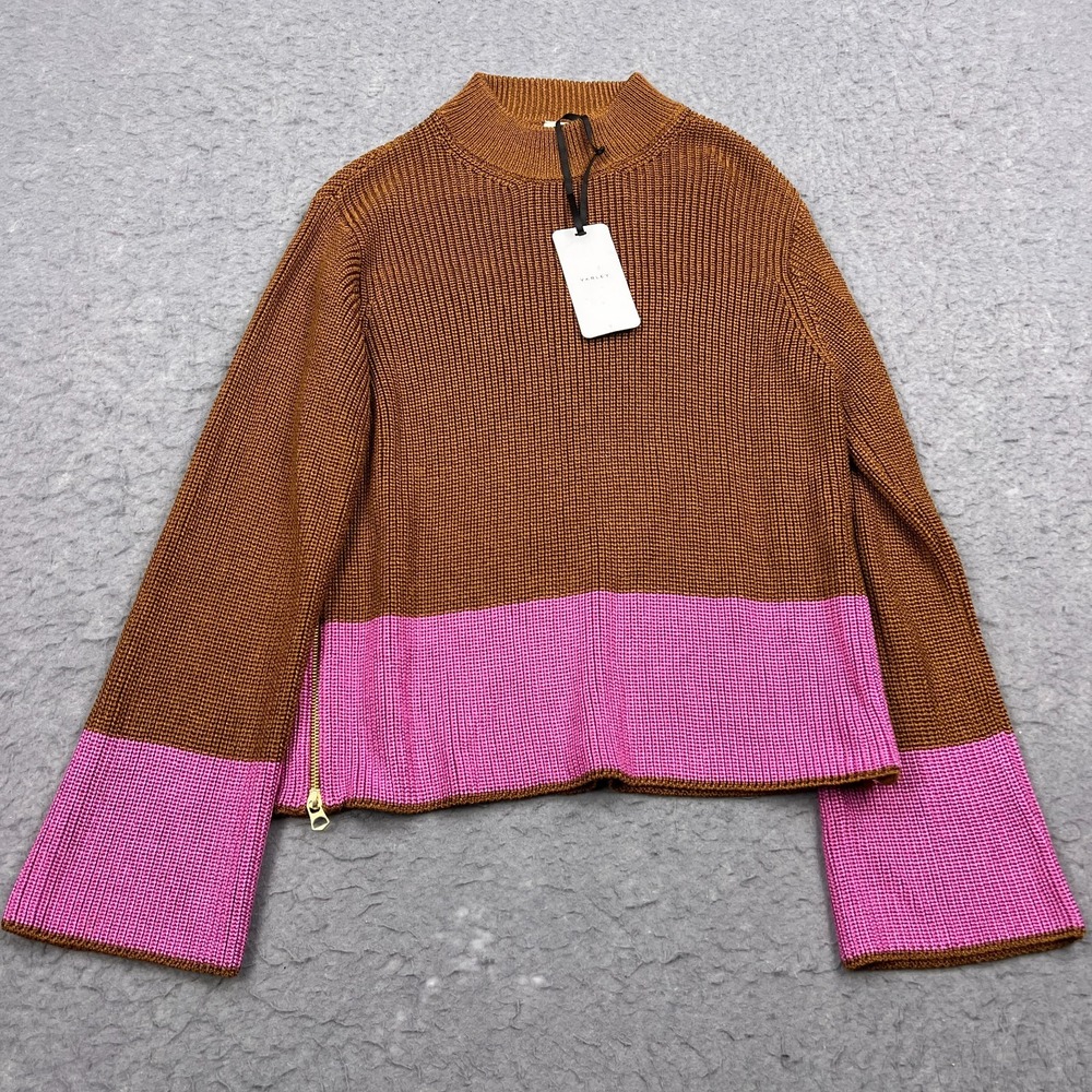VARLEY Panama Knit Sweater Women's XS Copper Colorblock Metallic Knit‎ Pullover